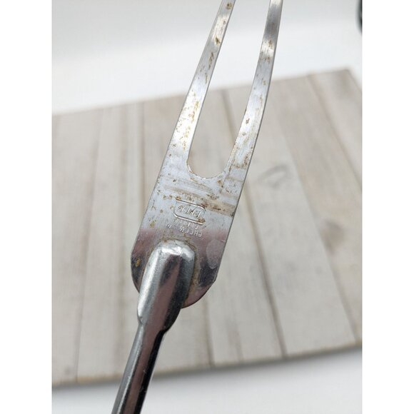 Ekco Stainless Steel USA BBQ Meat Fork Turner Wooden Handle 16 1/4" - Picture 3 of 6